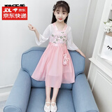 酷乐羊汉服女童连衣裙子2026夏季新款古装儿童超仙襦裙中国风夏装童装潮 粉色(1090)+挎包 120