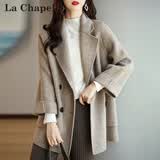 拉夏贝尔（La Chapelle）毛呢短外套女装2026年春秋新款韩版宽松时尚小个子外套风衣上衣女 卡其色 S