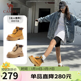 骆驼（CAMEL）【山丘3.0】翻盖工装靴轻量增高经典马丁靴 L25W076017 土黄 38