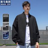 棉致夹克男秋季美式棒球服男休闲外套男士衣服男装 黑色 M