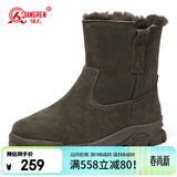 强人防寒棉靴羊皮毛一体户外雪地靴厚实保暖冬季男靴 JDW2LC 绿色 44