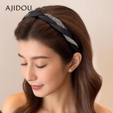 AJIDOU阿吉豆发箍女款高颅顶头箍法式波点系列闪耀水钻发夹发饰万圣节 黑色 1个
