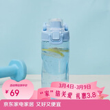 乐扣乐扣（LOCK&LOCK）人鱼线塑料运动水杯夏天便携水壶带刻度提手男女水杯子520ML蓝色