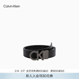 Calvin KleinJeans男士真皮商务休闲ck双面金属字母带头牛皮革腰带皮带礼物