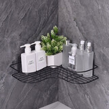 柏苑 免打孔卫生间置物架墙上壁挂厨房浴室洗手间收纳架卧室储物架 黑 三角架