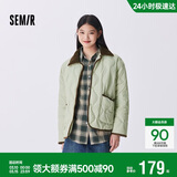森马（Semir）羽绒服女中长款轻薄拼接灯芯绒翻领2024冬季三防外套109724113004