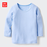 优衣库婴幼儿宝宝HEATTECH棉混纺圆领T恤/长袖保暖衣秋衣478444 61 水蓝色 80