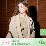 三彩【宋轶同款】【100绵羊毛】2025冬季新款双面呢大衣中长毛呢外套S 燕麦色 XL 170/92A