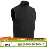 迪卡侬男士秋冬马甲MH120户外保暖摇粒绒拉链背心黑色2XL 1406398