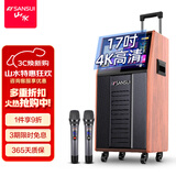 山水（SANSUI） 广场舞音响带显示屏户外蓝牙音箱无线话筒k歌点歌跳舞拉杆音箱 家庭ktv音响套装视频一体机 PC085 17吋屏+三分频+8吋双咪