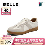 百丽（Belle）刘雯同款女鞋子散文诗复古德训鞋简约情侣款休闲鞋B0992AM6预售 米色/灰-低帮女款（内增高2cm） 37 (235mm)