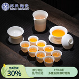 苏氏陶瓷羊脂玉德化白瓷丰亭三才盖碗功夫茶具套组精致礼盒130ML节日礼物