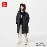 优衣库童装男童女童高级保暖羽绒大衣外套长款羽绒服478153 09 黑色 120