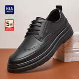 海澜之家HLA皮鞋男布洛克透气商务休闲鞋子男HAAPXM1EAV069 黑色38