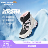 Skechers斯凯奇儿童绒绒靴雪地靴保暖男童棉鞋防寒加绒高帮女童靴660092L 女童/白色/黑色/粉红色/WBPK 35