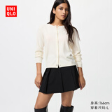 优衣库女装羊绒圆领针织短开衫479672 01 乳白色 XL