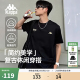 卡帕（Kappa）背靠背运动男士t恤短袖2026新款纯棉夏跑步上衣女款潮K0D32TD21V 黑色990【高级显白丨舒适透气】 XL 尺码偏小，建议拍大一码