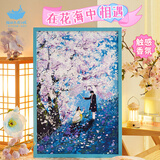 猫的天空之城拼图成年人在花海中相遇樱花拼图1000片生日拼图儿童玩具送女生