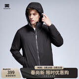 天石春秋3M新雪丽棉棉服男士外套短款连帽户外运动中间层薄夹克V160 黑色 连帽款 S （165/88A）