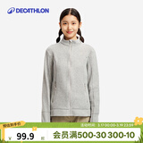 迪卡侬（DECATHLON）保暖户外抓绒衣外套男女运动宽松秋摇粒绒外套冲锋衣内胆 女款-全拉链-浅灰色 M