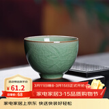 龙泉青瓷哥窑开片创意手工品茗杯小号功夫茶杯陶瓷会客主人杯茶碗茶盏单杯 哥窑梅子青-礼盒装