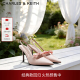 CHARLES&KEITH缎面蝴蝶结尖头高跟凉鞋女生日礼物女神节礼物送女友CK1-60361556 Light Pink浅粉色 41