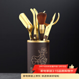 尚言坊 茶道六君子茶盘摆件陶瓷功夫茶勺茶夹家用茶道配件竹茶针 23电木镶铜(碧玉)圣泽茶道六君子