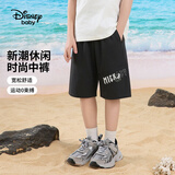迪士尼（Disney）童装男孩运动中裤2026夏装儿童宽松五分裤男童休闲裤裤子碳黑 140
