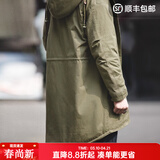马登工装美式复古M51鱼尾风衣中长款连帽外套男军大衣派克服棉服春冬 军绿色（版型较为宽松） S