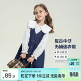 左西女童连衣裙秋装春秋2026新款儿童牛仔裙女孩背带裙子 牛仔色 120
