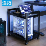 连拓主机箱托架双层台式机托盘 可移动主机箱支架底座 家用办公室电竞房增高置物架万向滑轮锁轮刹车
