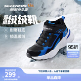 Skechers斯凯奇儿童秋冬休闲男女童二棉鞋轻质加绒保暖靴405222L/302583L 男童/黑色/宝蓝色/BKRY 34