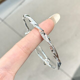 老凰祥纯银闪砂麻花手镯女足银s999莫比乌斯环镯子手环送女友礼物 莫比乌斯银手镯30丨礼盒+证书