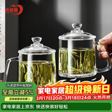 青苹果泡茶杯带盖 无铅玻璃把手水杯玻璃杯商务会议家用350ML两只装