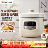 小熊（Bear）电炖锅 电炖盅 煲汤锅 炖汤锅 白瓷炖锅3-4个人用陶瓷全自动煮粥锅 直炖电炖锅 DDG-D30H5 3L