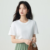 茵曼（INMAN）纯棉舒适女装logo绣花短袖t恤时尚百搭休闲2026夏季新品上衣 白色-K18528053H1 S