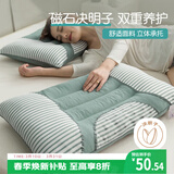 艾薇决明子磁石硬枕头枕芯护颈椎助睡眠 一只装 水绿 48*74cm