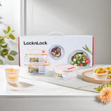 乐扣乐扣（LOCK&LOCK）耐热玻璃保鲜盒微波炉饭盒上班族便当盒学生水果饭菜餐盒三件套