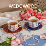 Wedgwood中秋节礼物金粉年华蓝配红2杯2碟骨瓷咖啡杯碟下午茶高颜值咖啡杯