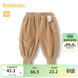巴拉巴拉宝宝裤子男童长裤女童加绒裤冬装运动裤摇粒绒潮208424108205