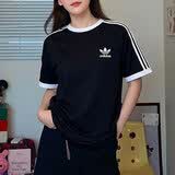 阿迪达斯（adidas）三叶草男装女装 2026夏季新款时尚情侣圆领短袖T恤修身休闲运动服 KB2459/黑色全棉/男女同款 L 【建议体重140斤-160斤】