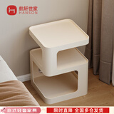 航轩世家床头柜小型家用卧室创意床边柜现代简约收纳架子铁艺移动边几 白色方形-不带灯 35cm