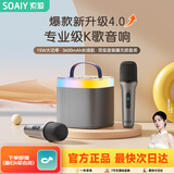 索爱（soaiy）SK2pro话筒麦克风k歌麦克风音响一体机无线蓝牙音箱唱歌专用神器家庭ktv音响套装儿童话筒家用k歌