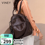 viney牛皮双肩包女大容量轻便旅行包背包大学生高中书包生日礼物送女友