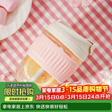 乐扣乐扣（LOCK&LOCK）咖啡杯耐热玻璃水杯子男女学生便携式双饮吸管杯随手杯350ML粉色