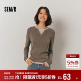 森马（Semir）森马毛衣女短款假两件含羊毛针织衫24冬新款保暖内搭109724107015