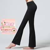 CONNY高腰提臀瑜伽裤女外穿舞蹈练功裤宽松广场舞服装跳舞裤跑步运动裤 黑色精纺棉适中款 2XL