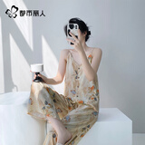 都市丽人夏上新国风绵绸性感吊带睡衣女春夏薄款凉感人造棉外穿家居服套装