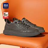 海澜之家HLA男鞋休闲皮鞋春夏男士板鞋子男HAAXXM1EBF037  棕色低帮41