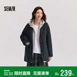 森马（Semir）外套女中长款西装领通勤宽松2024冬含羊毛双面呢夹克109724108021